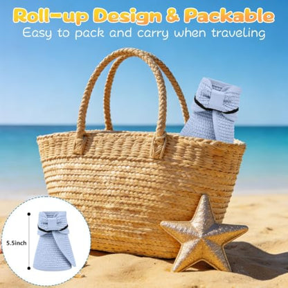 ZOORON Girls Straw Sun Visor Hat, Wide Brim Ponytail Beach Hat with Bow - color: Sky Blue