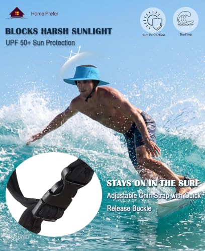 Home Prefer Surf Bucket Hat with Chin Straps Snorkel Hole for Men Women - color: Sky Blue