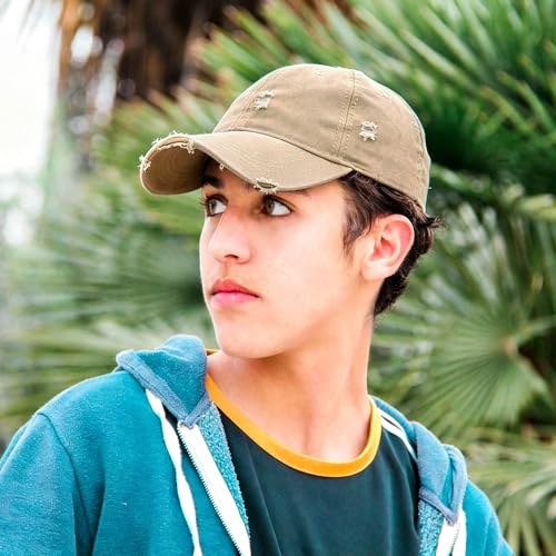 Classic Vintage Distressed Baseball Cap, Washed Cotton, Adjustable Fit - color: C-kahki