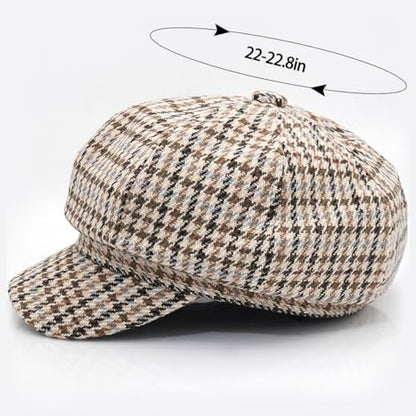 Newsboy Caps for Women Classic Beret Hats Autumn Winter Cap - color: B-beige