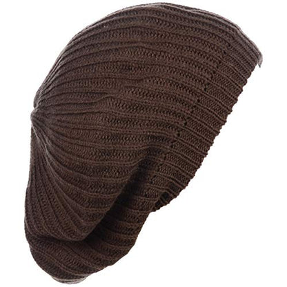 an Fall Winter Knit Beanie Beret Hat for Women Soft Knit Lining Many Styles - color: Brown