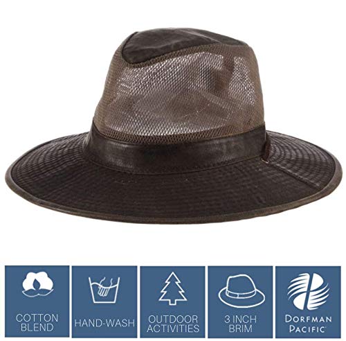 Dorfman Pacific Co. Men's Weathered Cotton Big Brim with Mesh - size: Medium