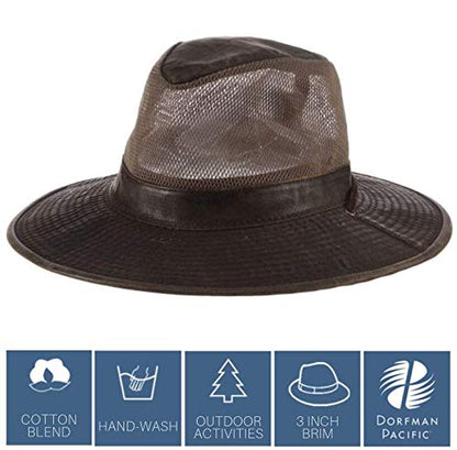 Dorfman Pacific Co. Men's Weathered Cotton Big Brim with Mesh - size: Medium