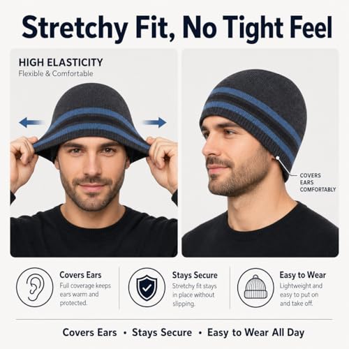 Oversize XXL Winter Beanie Knit Hat for Men - color: A1-charcoal Grey