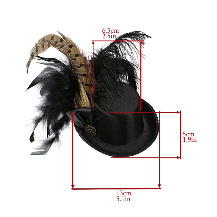 Fascinators Hat for Women Tea Party Headband Mini top Hats Cocktail Flower Mesh Feathers Hair Clip - color: Black-2