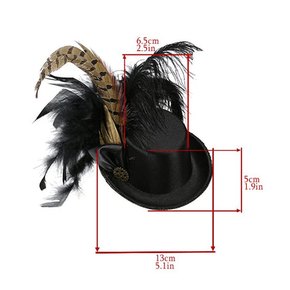 Fascinators Hat for Women Tea Party Headband Mini top Hats Cocktail Flower Mesh Feathers Hair Clip - color: Black-2