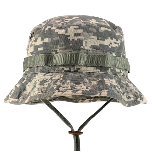 Armycrew 100% Washed Cotton Boonie Hat with Chin Strap - color: Univeral Digital, size: X-Large