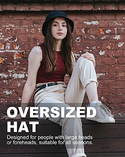 Zylioo XXL Bucket Hat for Big Heads, Reversible Fishing Sun Hat - color: Double-sided Black, size: Medium