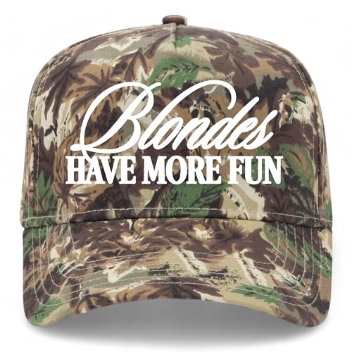 Blondes Have More Fun Vintage Trucker Hat | Funny Premium Snapback Baseball Hat for Men & Women - color: Camo