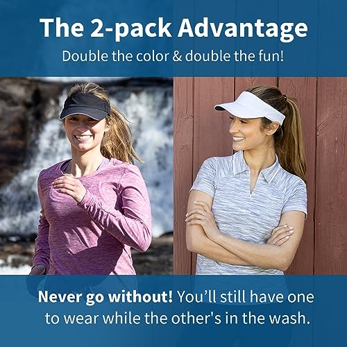 TrailHeads Women's Performance Sun Visor Hat for Running, Golf & Sports - color: White & Black