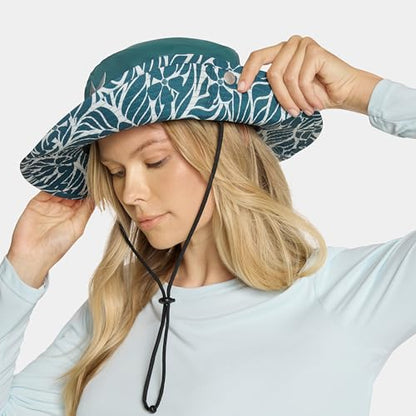 MISSION Cooling Bucket Hat - Unisex Wide-Brim Hat for Men & Women - Lightweight, Foldable & Durable - Cools Up to 2 Hours - color: Teal Leaf
