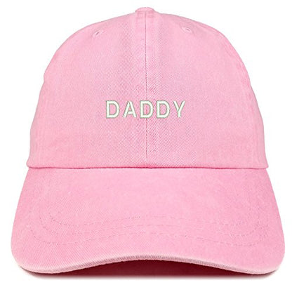 Trendy Apparel Shop Daddy Embroidered Low Profile Washed Cotton Cap - color: Pink
