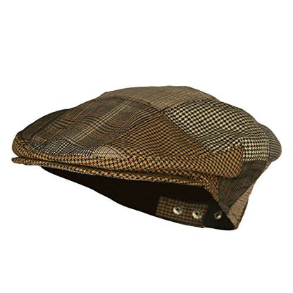 Men's Plaid Patchwork Ivy Cap - color: Brown