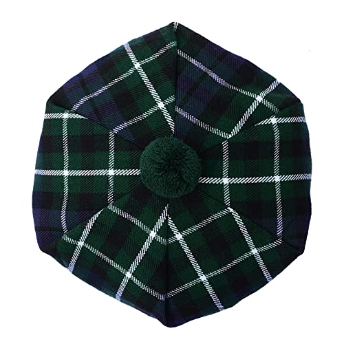 HAAUR Scottish Tammy Hat Traditional Kilt Tam o' Shatner Acrylic Wool Flat Bonnet Various Tartans with Pompom One Size - color: Grham Modren