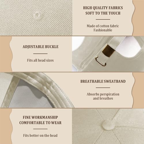 Adjustable Cotton Baseball Cap for Men Women - color: Beige