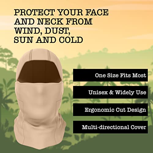 BaHoki Essentials Balaclava Ski Mask - Breathable Thermal Face Cover for Cold Weather - Wind-Resistant Head Gear - style: Khaki