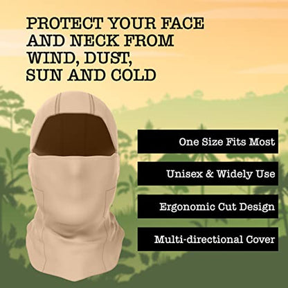 BaHoki Essentials Balaclava Ski Mask - Breathable Thermal Face Cover for Cold Weather - Wind-Resistant Head Gear - style: Khaki