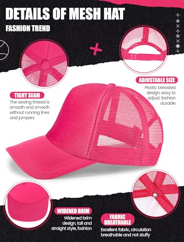 Tarpop 10 Pcs Sublimation Blank Trucker Hats Bulk - color: Hot Pink
