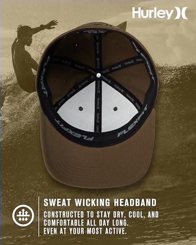 Hurley Mens Curved Brim Flexfit Baseball Cap - color: Medium Olive, size: Large-X-Large