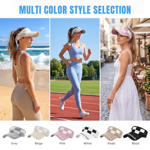 Sun Visor Hats, Wide Brim Sun Hats with UV Protection, Knitted Running Visors for Women - Ponytail Friendly, Quick Drying - color: 6pc-2
