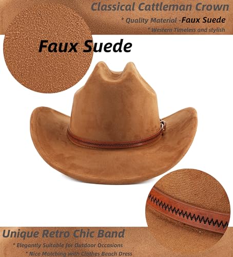 Pro Celia Cowboy Hat for Women and Men Wide Brim Western Cowgirl Hat - color: Brown