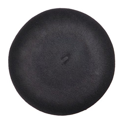 ZLYC Wool French Beret Hat Solid Color Classic Artist Cap for Women - color: Black