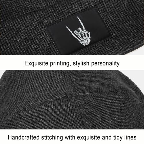 Cool Graphic Beanie for Men and Women - Black - color: Skeleton1