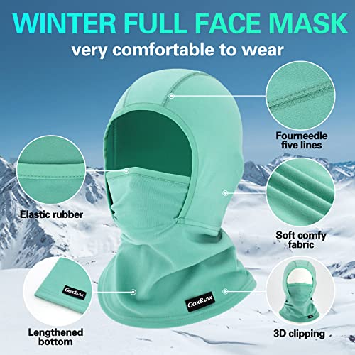 GoxRunx Kids Balaclava Ski Mask,Fleece Face Mask Neck Warmer for Boys Girls,Windproof Face Cover for Cold Weather - color: Lake Blue