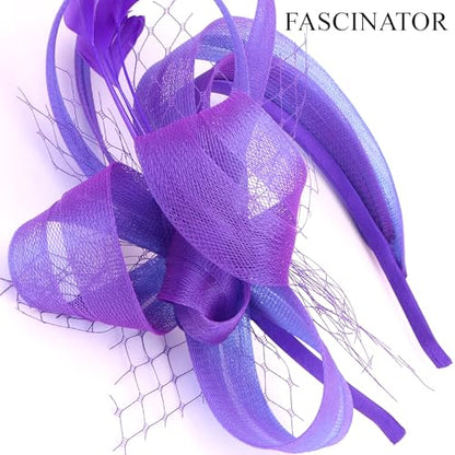 Fascinators Hats for Women, Fascinator Headband Tea Party Hat - color: Purple