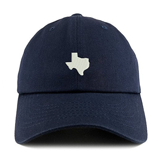 Trendy Apparel Shop Texas State Map Embroidered Low Profile Soft Cotton Dad Hat Cap - color: Navy