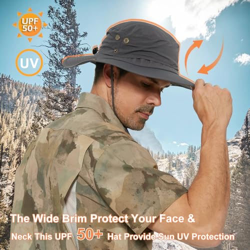 Plus Size XL XXL Sun Hats for Men Bucket Boonie UV Protection UPF50+ Waterproof Wide Brim Foldable Fishing Beach - color: Plc927dark Grey, size: Large-X-Large