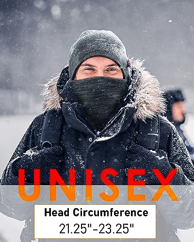 Winter Beanie Hat Scarf for Men Women Knit Thick Fleece Lined Warm Windproof Ski Skull Cap Neck Warmer Gaiter Face Scarf Set - color: Mixed Black