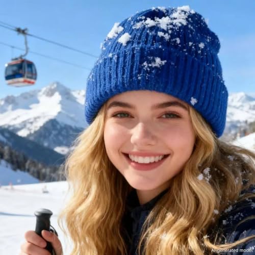 Red Ribbed Knit Beanie Cuffed Winter Hat Soft Warm Skull Cap for Men Women Adults - color: Royal Blue