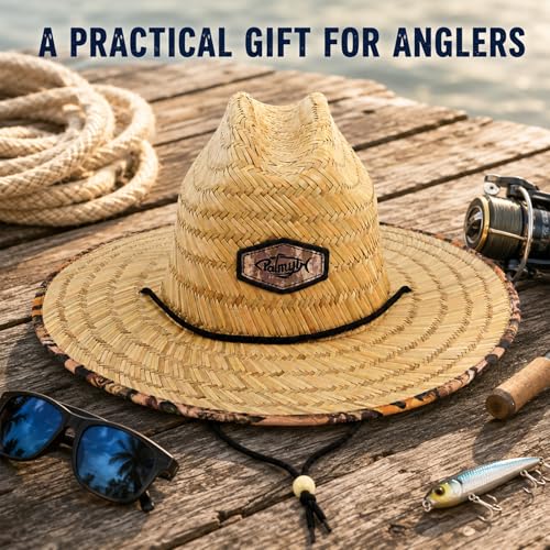 Palmyth Straw Hat for Men & Women Sun Hats, Beach Hat, Fishing Hat UPF 50+ - color: Mistygrovecamo