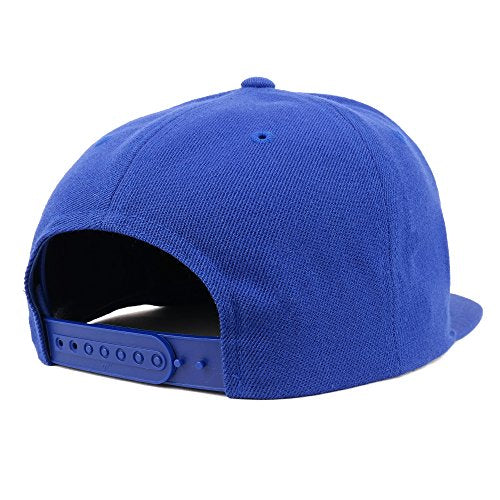 Trendy Apparel Shop Number 14 White Thread Embroidered Flat Bill Snapback Baseball Cap - color: Royal