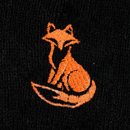Black Beanie Hat for Men Women Embroidered Knit Winter Beanies Cap - color: Fox