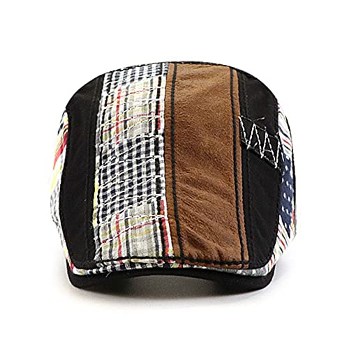 2 Pack Men's Plaid Cotton Flat Newsboy Ivy Cabbie Golf Gatsby Cap Hat - color: 648bb