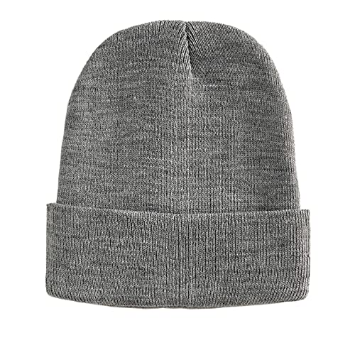 PFFY Beanie for Men Women Unisex Knit Cuffed Winter Beanies Hats Skull Cap - color: Grey