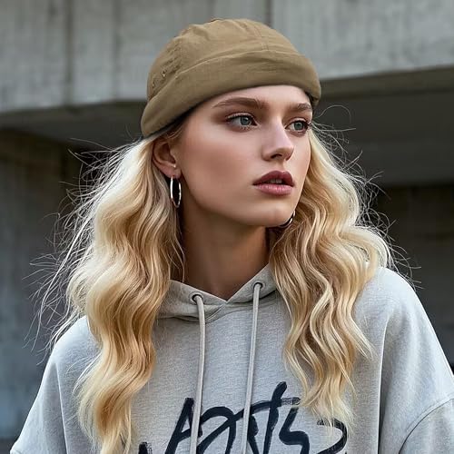 Croogo Hats for Men - Brimless Cap, Retro Strapback, Adjustable Landlord Skullcap - color: Gd43-khaki