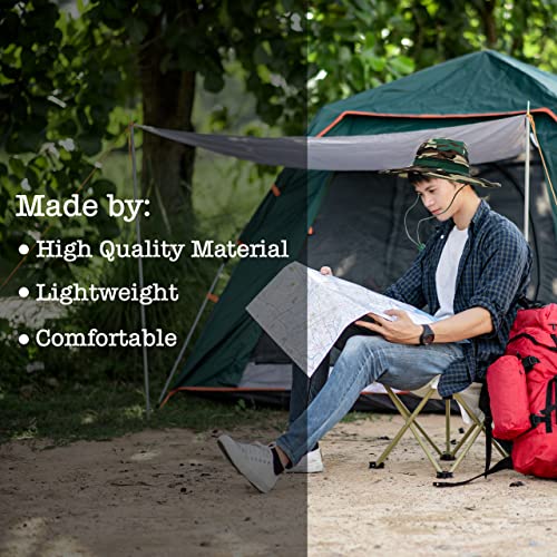 BaHoki Essentials Military Style Bucket Hat - Camo Outdoor Hat with Adjustable Strap - Wide Brim Safari Hat - style: Woodland