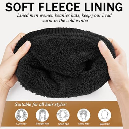 OZERO Winter Beanies Hats Men: Beanie with Ear Flaps - color: Black