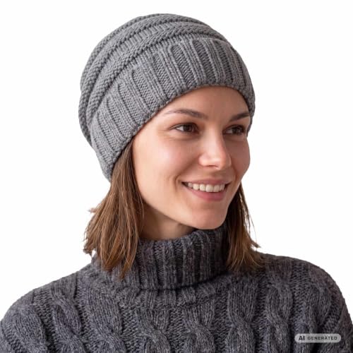 Lierys Jil 오버사이즈 니트 모자 여성/남성용 - 독일산 - color: Grey, size: 6 3/4