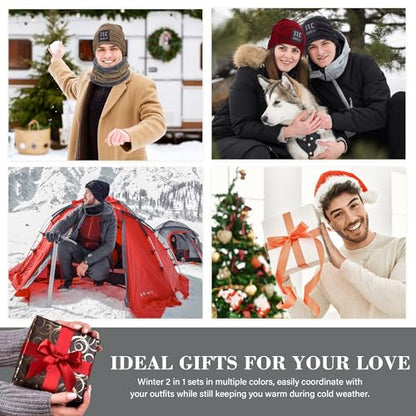 FZ FANTASTIC ZONE Mens Womens Winter Beanie Hats Warm Neck Warmer Scarf Set - color: Nc Grey
