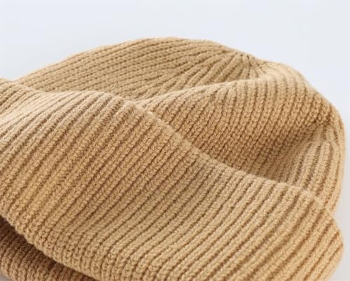 Connectyle Short Fisherman Beanie for Men Women Warm Winter Hats Knit Cuffed Beanies Skull Cap Acrylic Watch Hat - color: Khaki