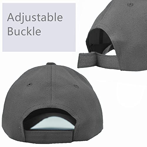 Glory Max Plain Baseball Cap Hook & Loop Strap Adjustable Solid Blank Curved Visor Hat - color: Charcoal