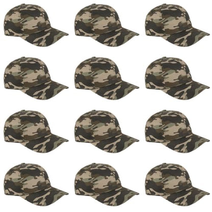 TK Flex Blank Hats, Adjustable Plain Hats, Casual Women's and Men's Hats, Baseball Caps for Patches and Embroidery, 12 Pack - color: Jungle Camo