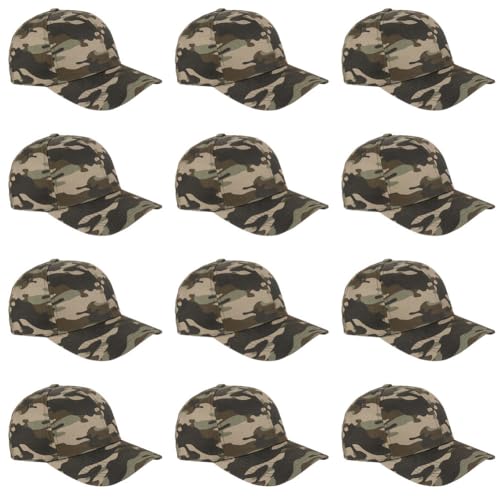 TK Flex Blank Hats, Adjustable Plain Hats, Casual Women's and Men's Hats, Baseball Caps for Patches and Embroidery, 12 Pack - color: Jungle Camo