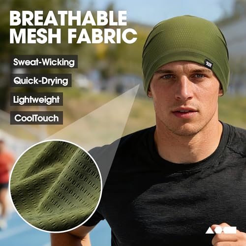 2-Pack Cooling Mesh Skull Cap Helmet Liner Running Cycling Work Men Women - color: Black + Army Green