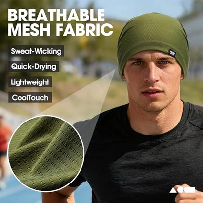 2-Pack Cooling Mesh Skull Cap Helmet Liner Running Cycling Work Men Women - color: Black + Army Green