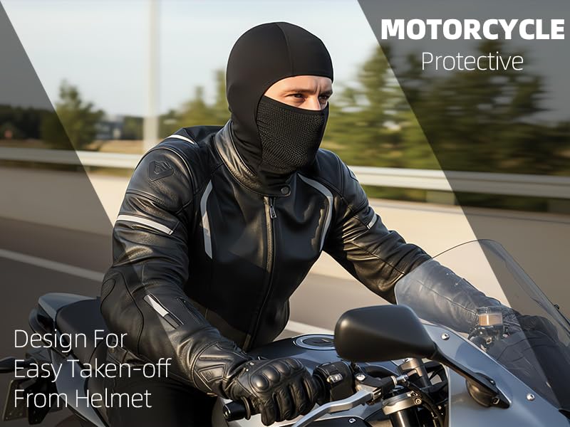 Motorcycle Balaclava Face Mask UV Protection Sun Shield Breathable Cooling Helmet Liner for Shiesty Riding Skiing - color: Black